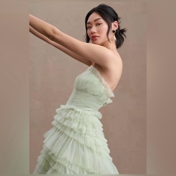 New MAC DUGGAL Tiered Ruffle Strapless Tulle A-Line High-Low Gown #20573 sz: 8 - Picture 5 of 5